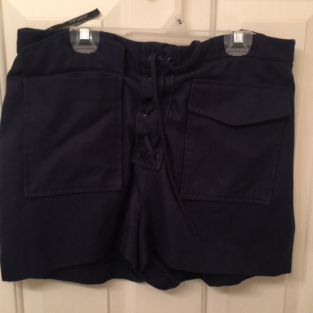Top Shop Lace Up High Waisted Shorts